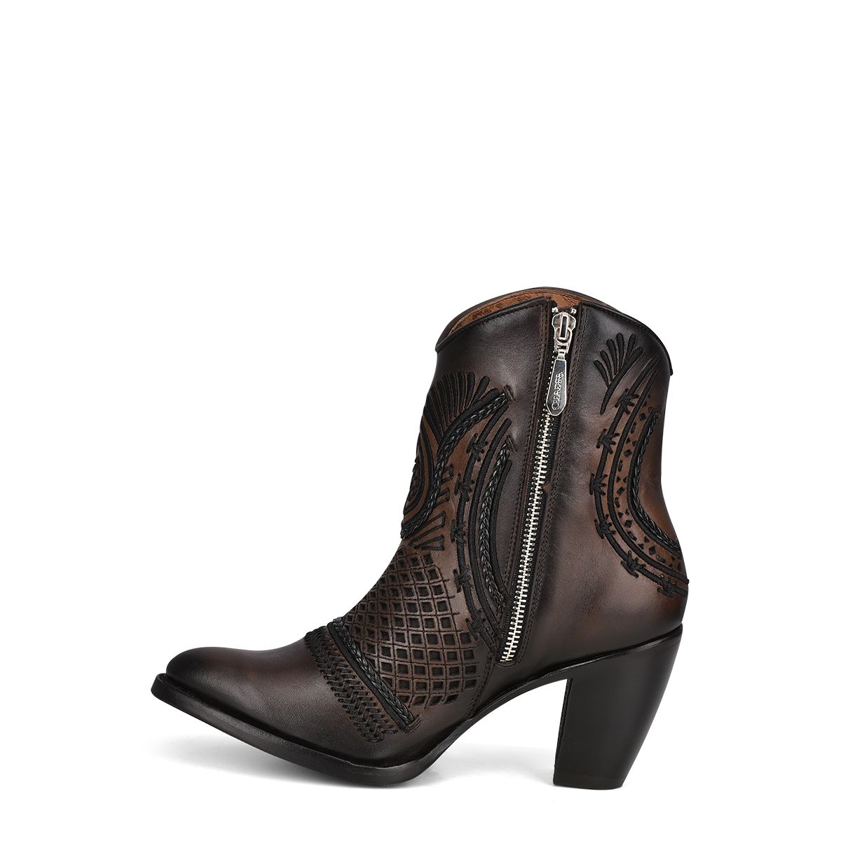 Artisan Embroidered Leather Ankle Booties