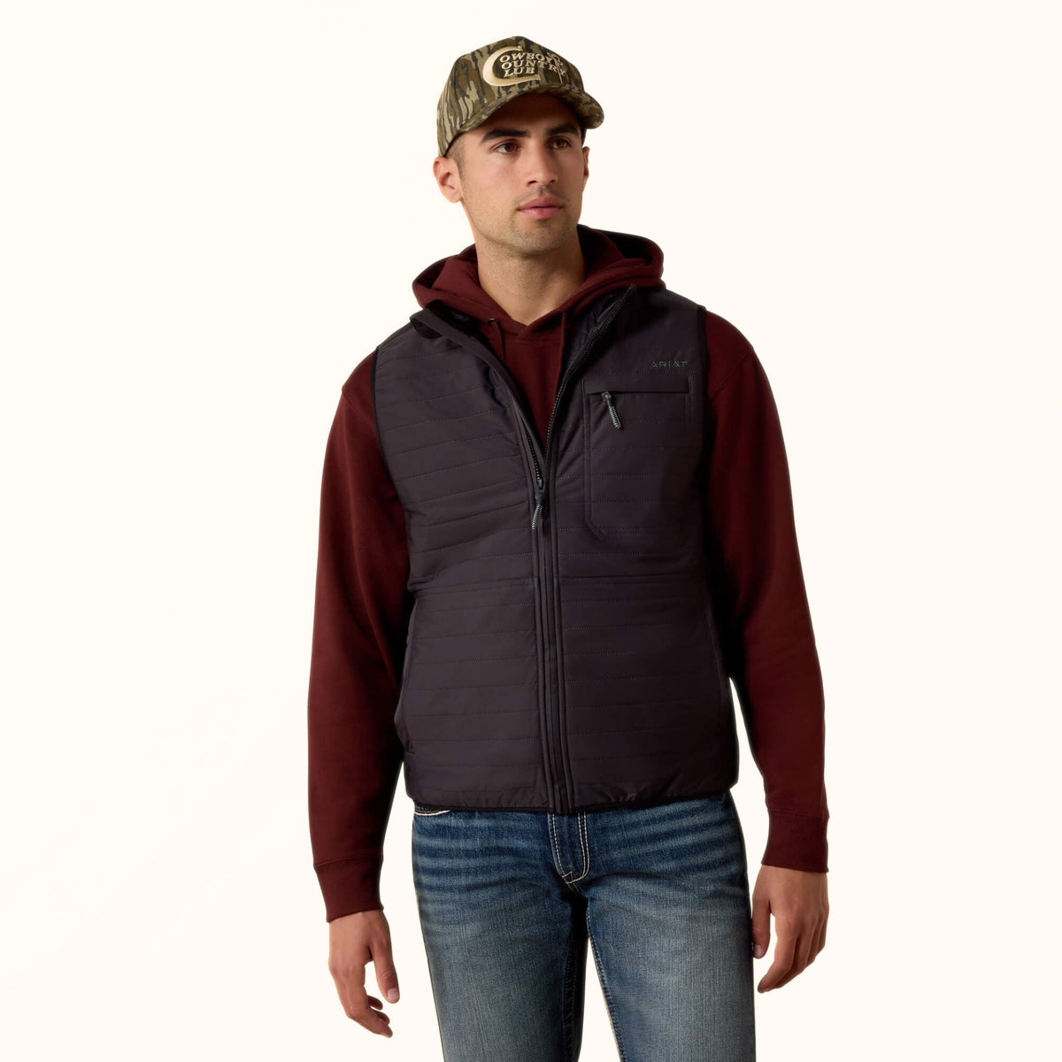 Ariat Wylie Insulated Vest in black front view