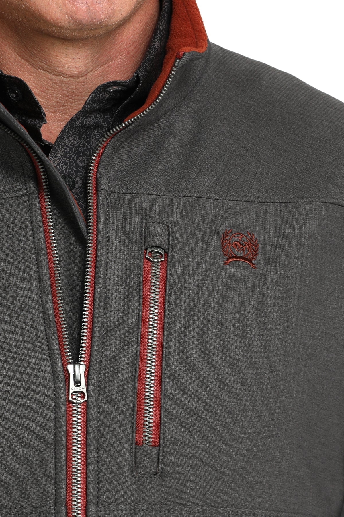 Cinch Bonded Performance Jacket chest logo detail