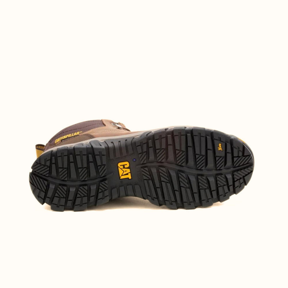 CAT Threshold Rebound men’s brown waterproof soft toe work hiker bottom view