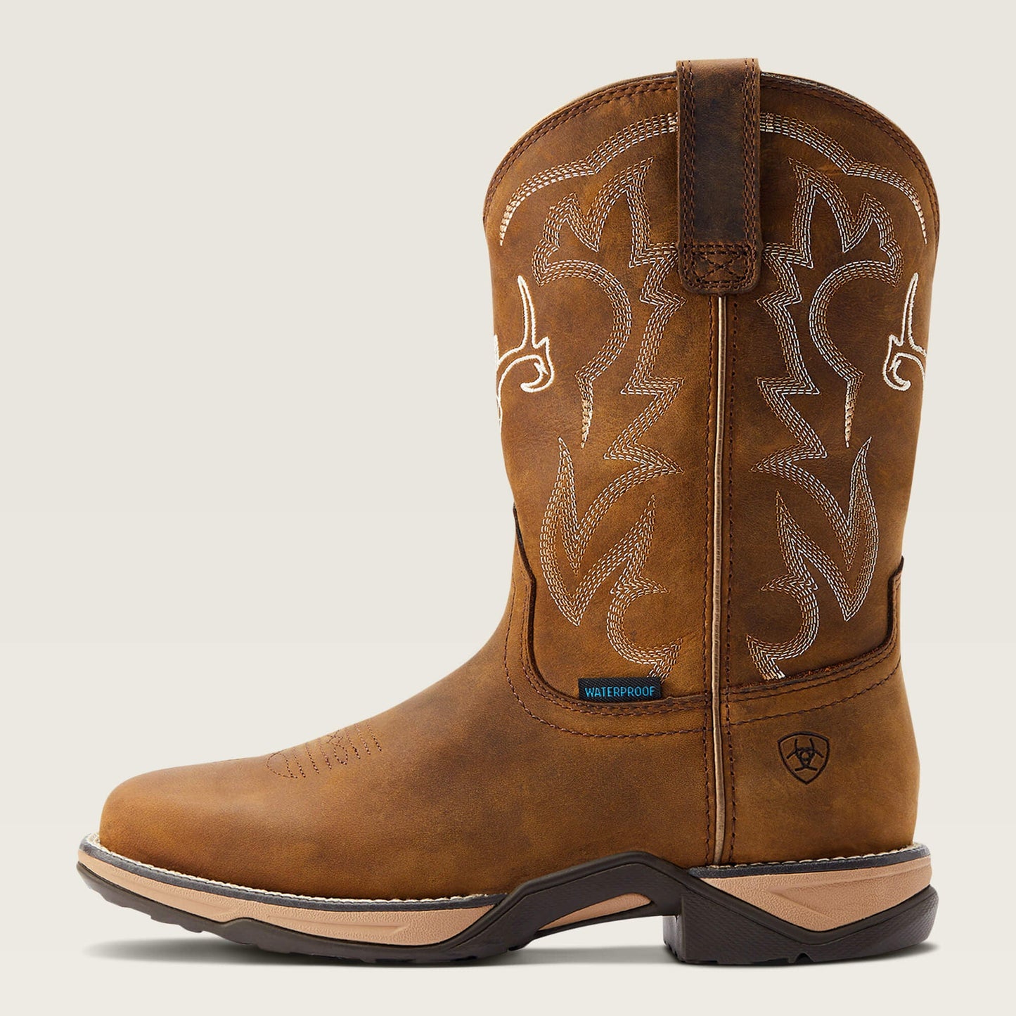 Side profile view of Ariat Anthem Deer Waterproof Western Boot