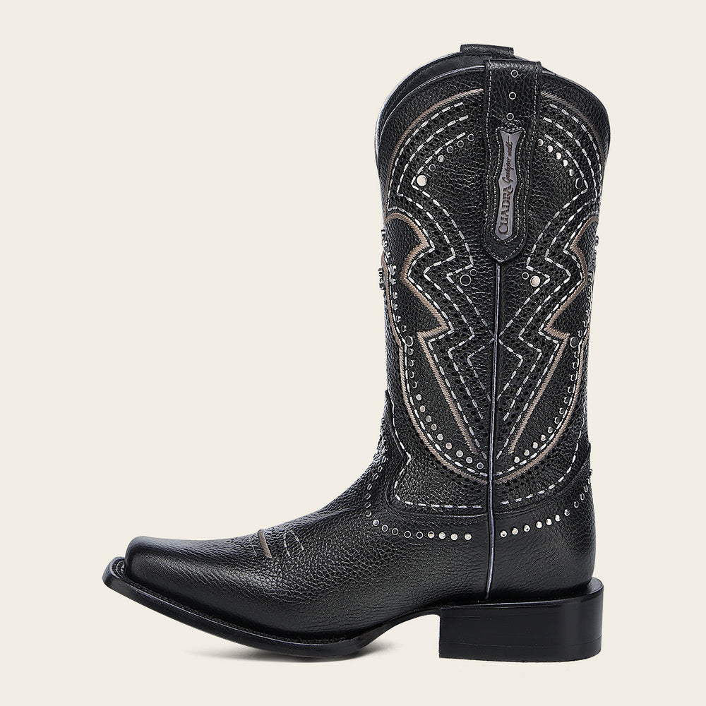 Cuadra Western Rodeo Black Bovine Boot side view