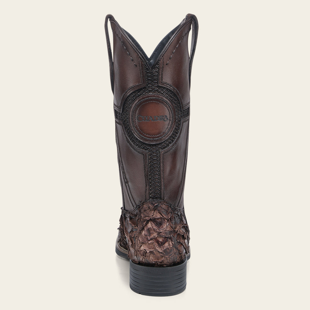 Luxury Honey Rodeo Boot In Genuine Poisson And Bovine Leather