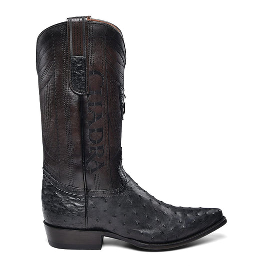 Black Ostrich Laser & Embroidery Snip Toe