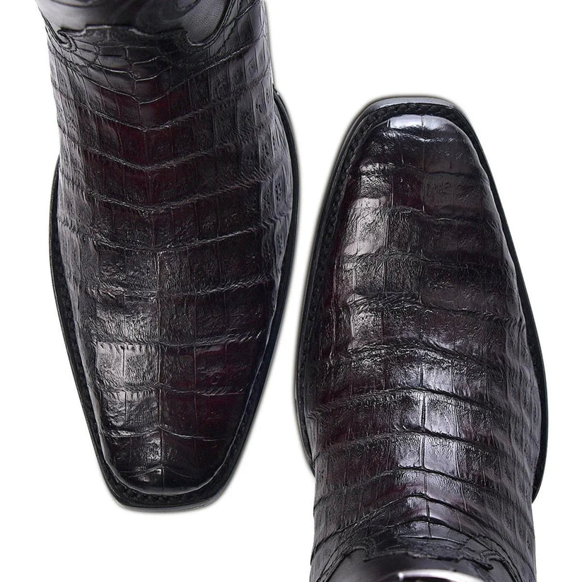 Black Cherry Caiman Embroidery & Laser & Woven French Toe