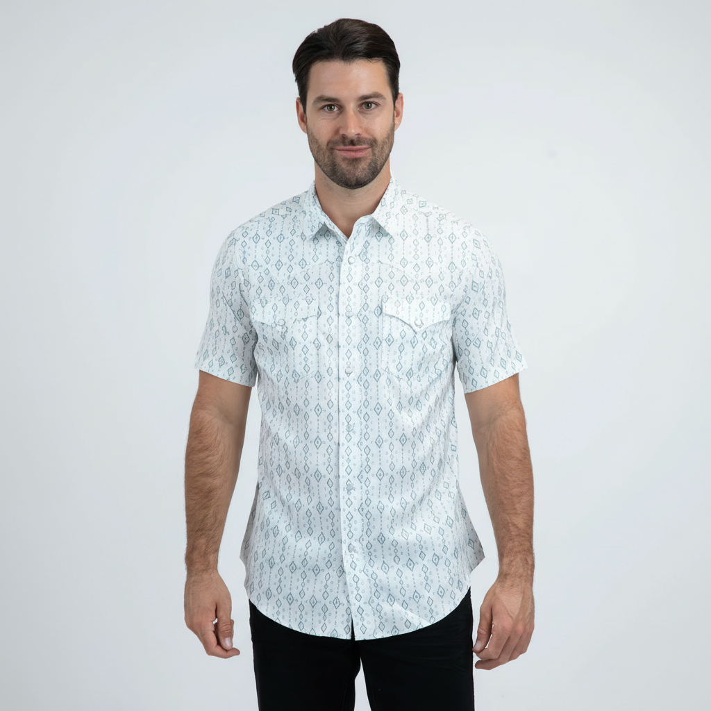 Men's Performance Western Short Sleeve White Shirt