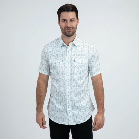 Men's Performance Western Short Sleeve White Shirt