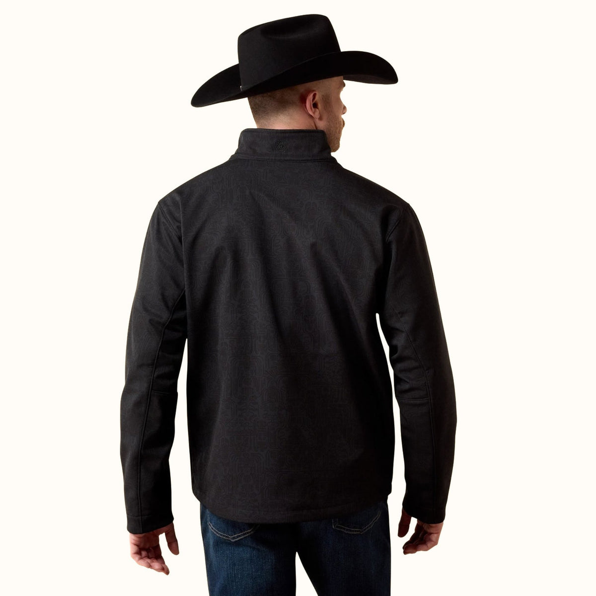 Ariat Chest Logo Softshell Jacket in black back view