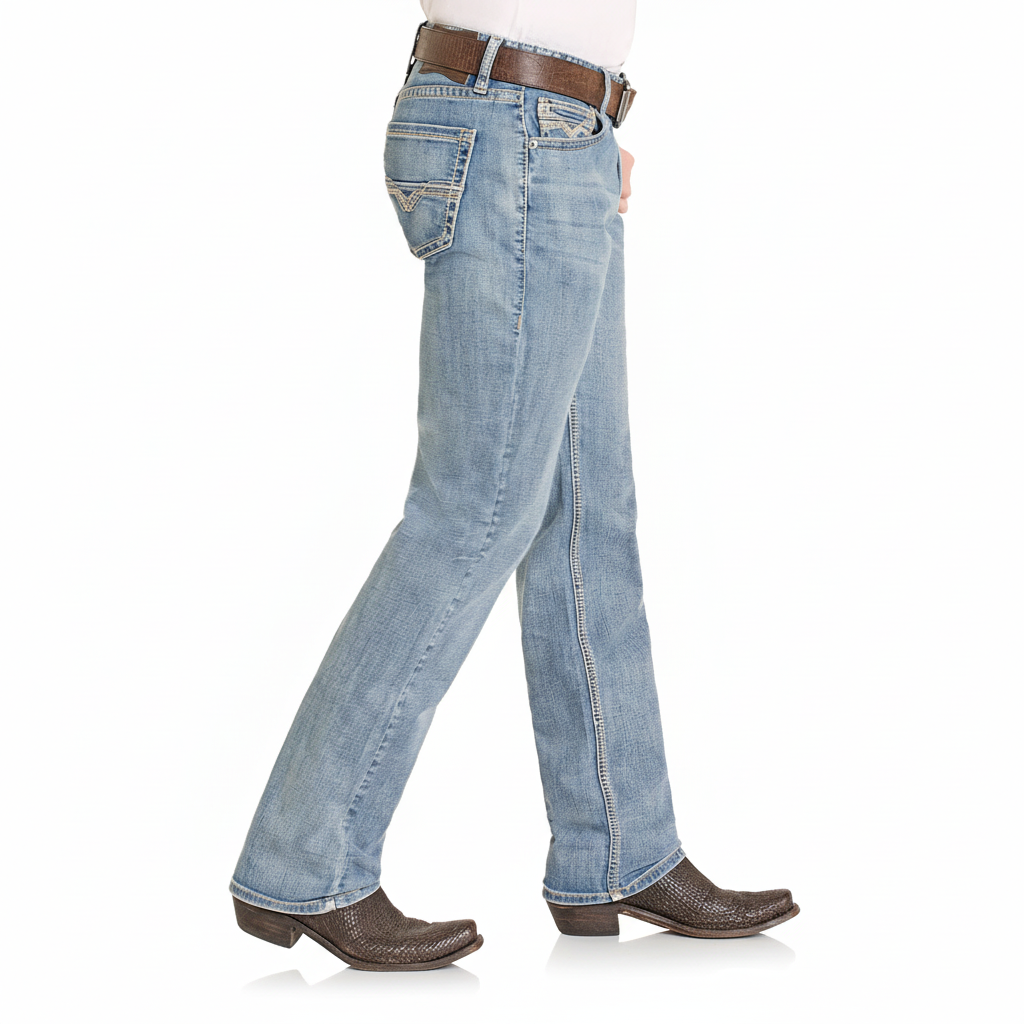 Rock & Roll Denim Relaxed Fit Classic Stitch Stackable Bootcut Jeans side view