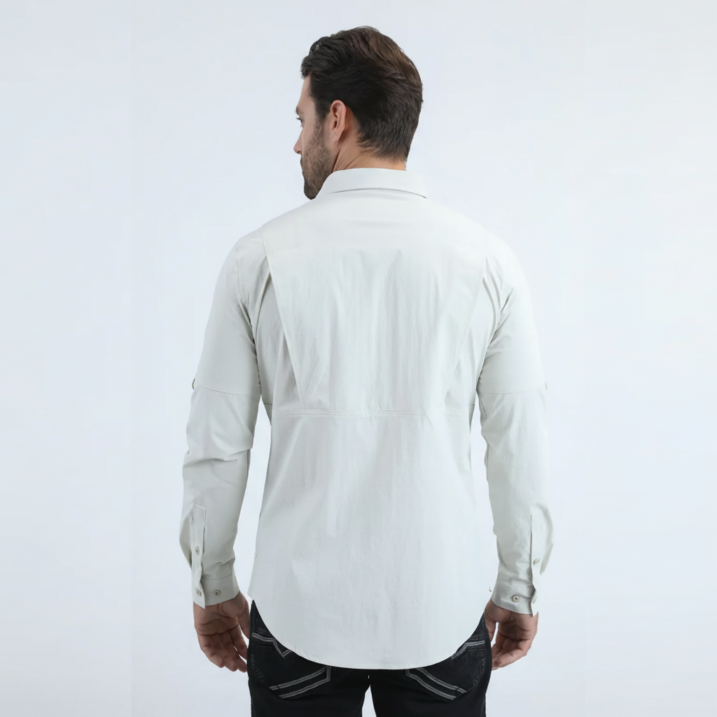 Platini Men’s Fishing Stone Long Sleeve Shirt back view