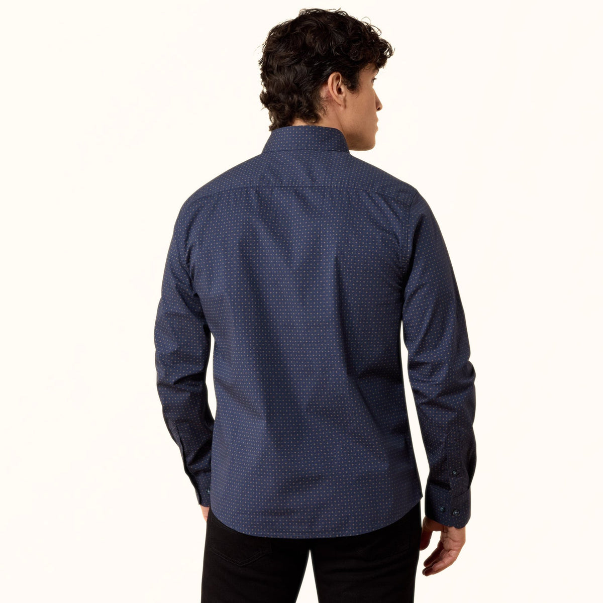 Ariat M7 Modern Slim Fit Shirt in navy back view
