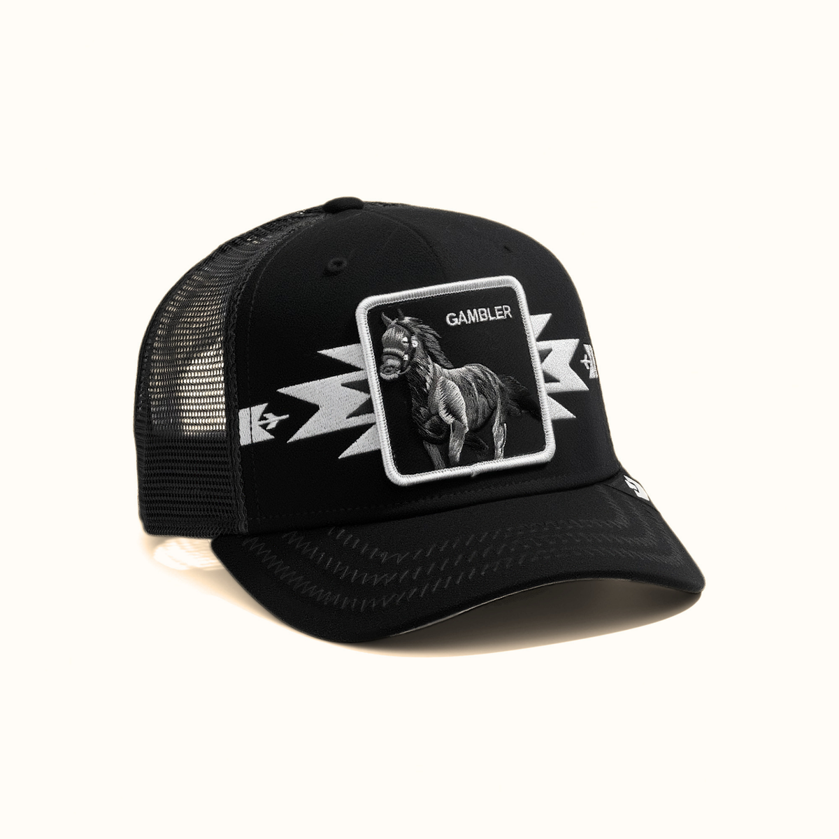 Goorin Bros. Canyon Gambler black trucker hat angle view
