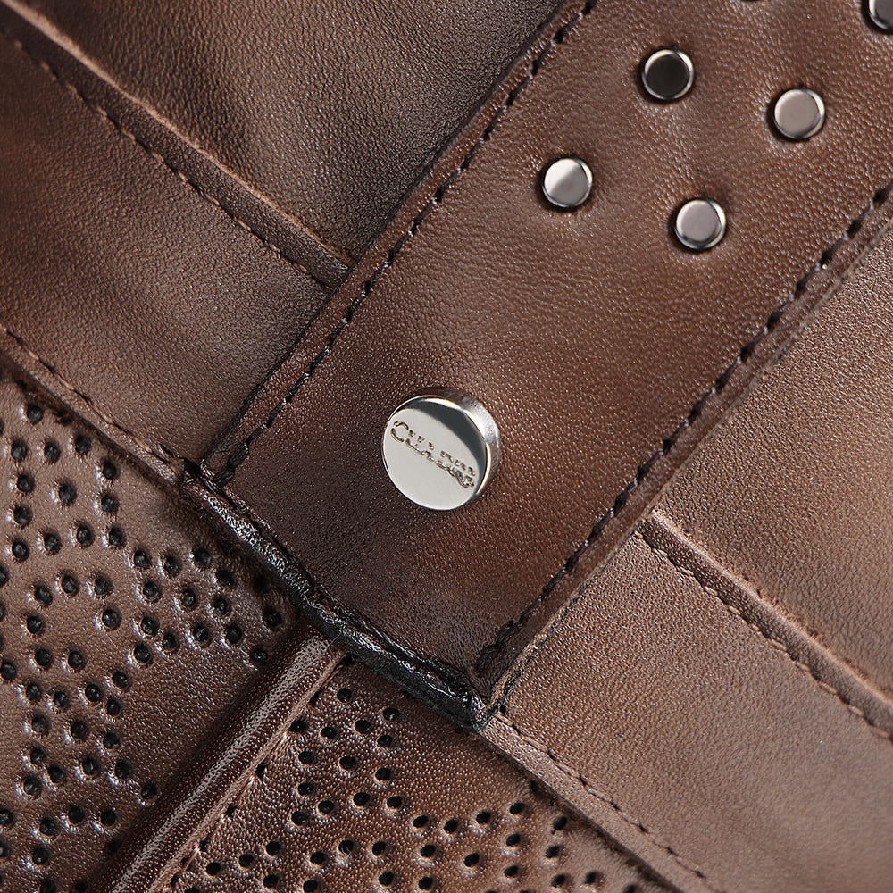 Foldable Western Boot In Genuine Bovine Leather With Perforated Shaft
