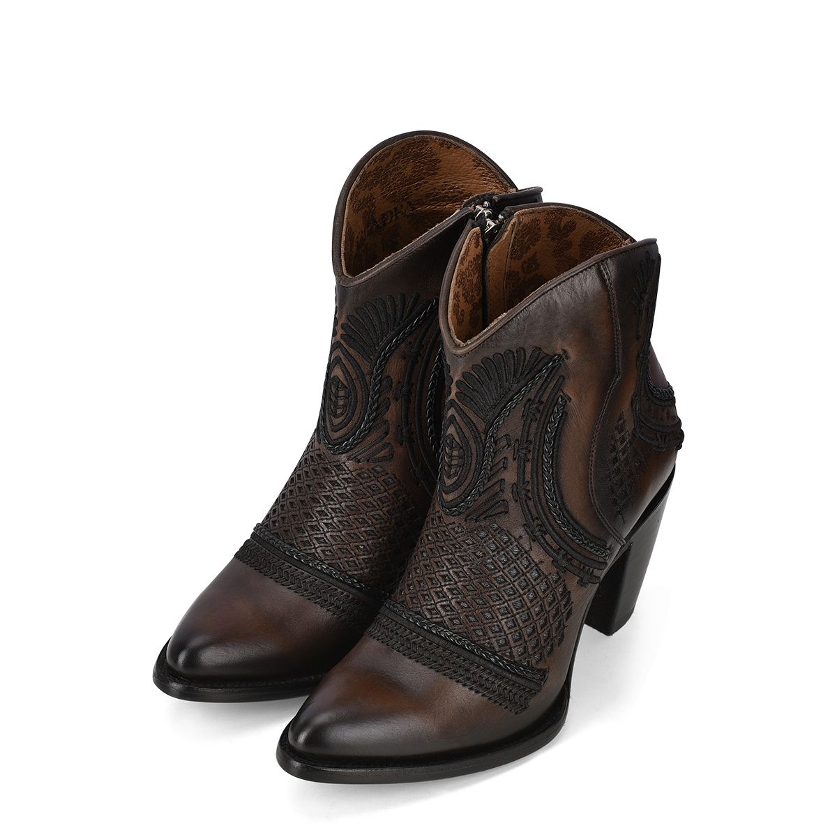 Artisan Embroidered Leather Ankle Booties
