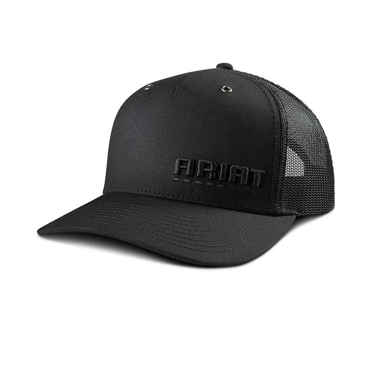 Ariat Work Richardson 112 Embroidered Black Cap front view in black with subtle logo embroidery