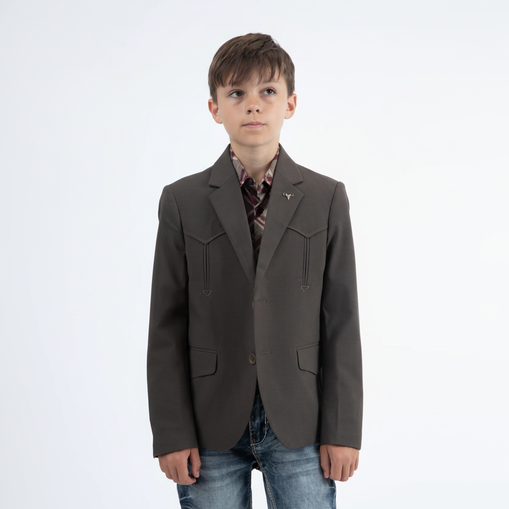 Platini Boys Western Fashion Brown Blazer front view