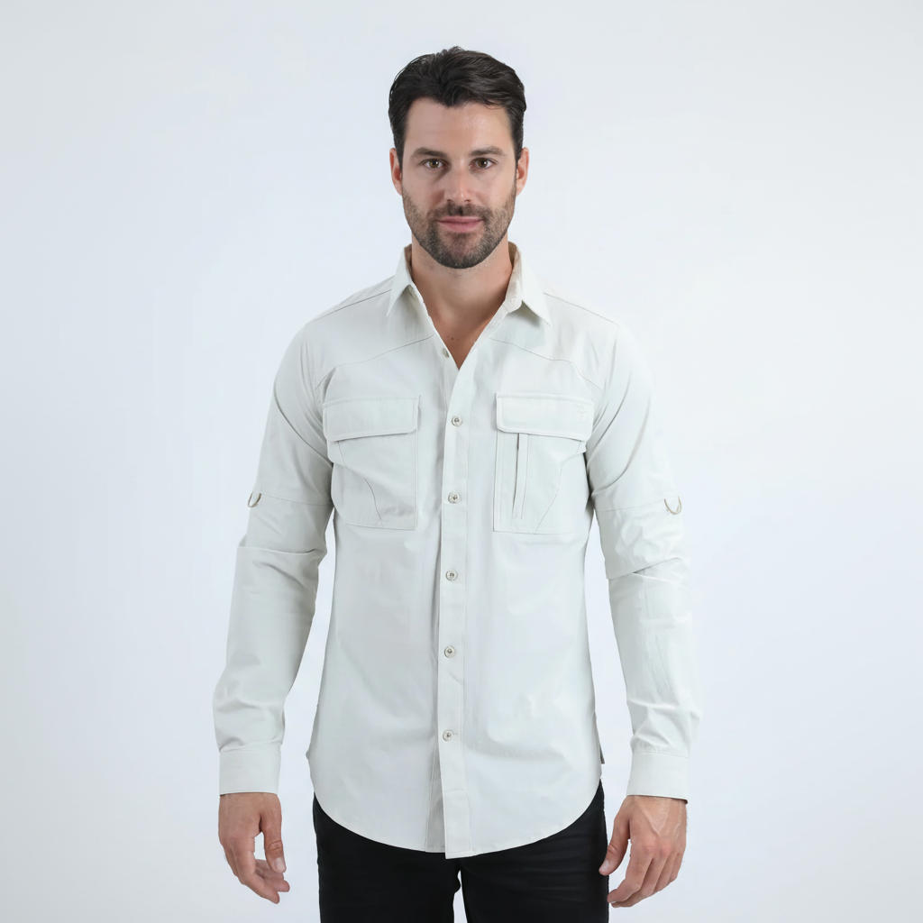Platini Men’s Fishing Stone Long Sleeve Shirt front view