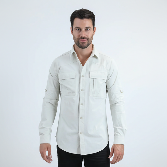 Platini Men’s Fishing Stone Long Sleeve Shirt front view