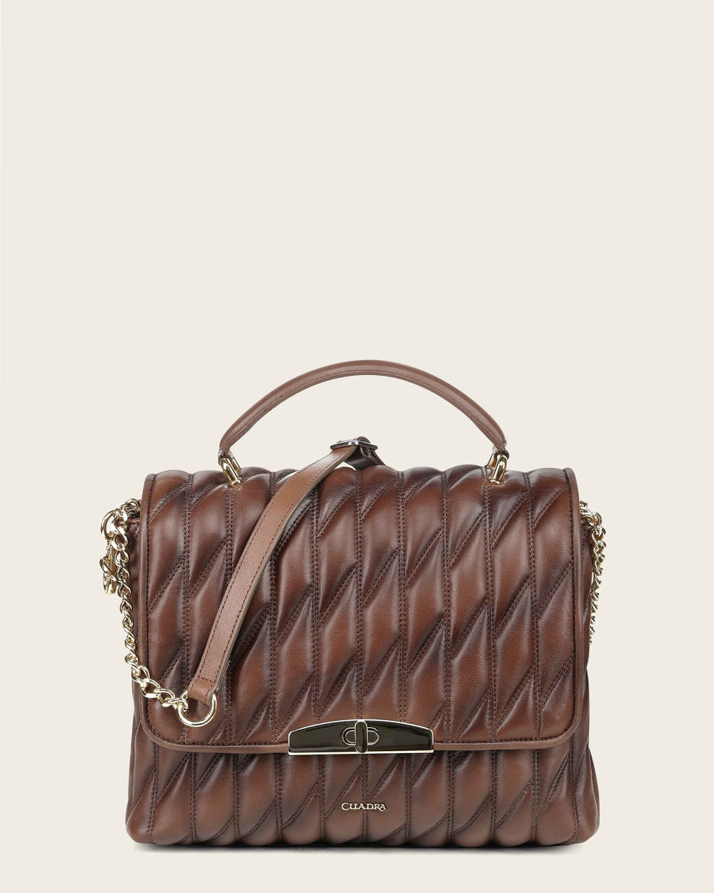 Cuadra Honey Lamb Leather Geometric Shoulder Bag front view