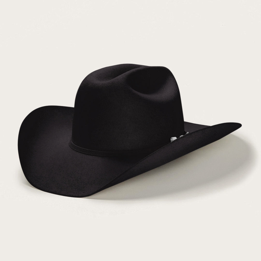 Stetson Deadwood 4X Black Cowboy Hat angled view in black felt