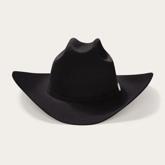 Stetson Deadwood 4X Black Cowboy Hat angled front view with curved brim