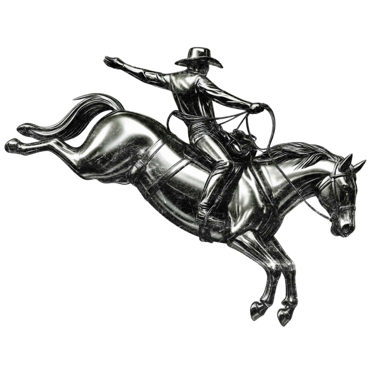 Bronco Yard silver bronco rider logo used for western and workwear branding